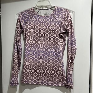 Nike Pro Hyperwarm Geometric Purple Long Sleeve Dri-fit Tee